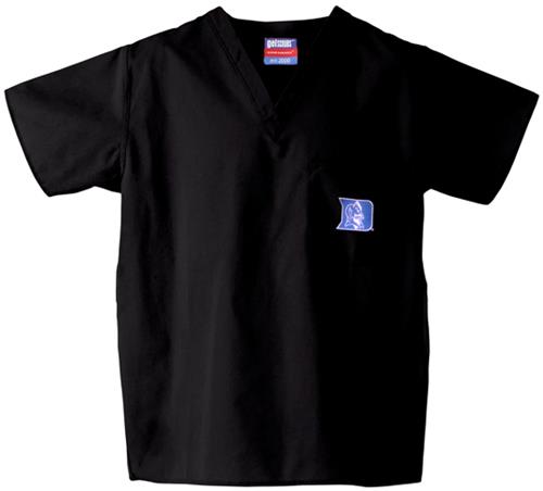 Duke University Black Classic Scrub Tops. Embroidery is available on this item.