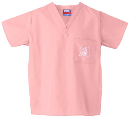Duke University Pink Classic Scrub Tops. Embroidery is available on this item.