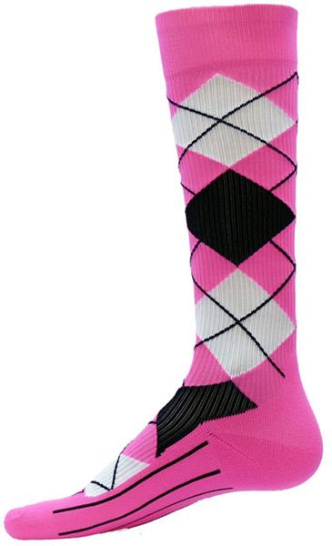 Pink Argyle Graduated Calf Compression Sleeves 