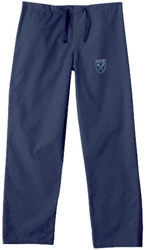 Emory University Navy Classic Scrub Pants. Embroidery is available on this item.