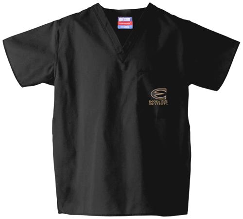 Emporia State Univ Black Classic Scrub Tops. Embroidery is available on this item.