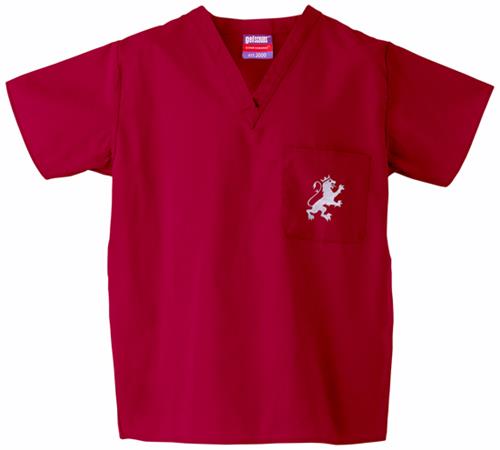 Flagler College Crimson Classic Scrub Tops. Embroidery is available on this item.
