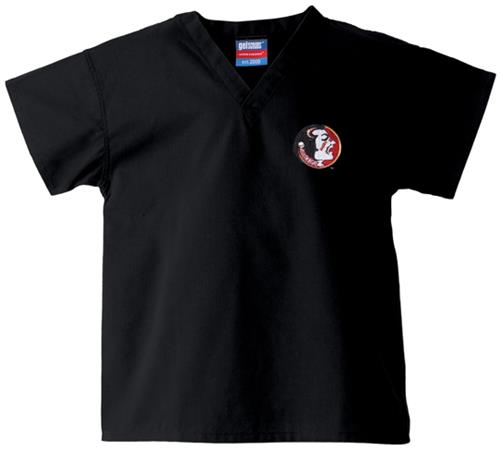 Florida State Univ Kid's Black Scrub Tops. Embroidery is available on this item.