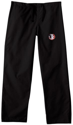Florida State Univ Black Classic Scrub Pants. Embroidery is available on this item.
