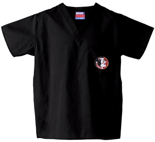 Florida State Univ Black Classic Scrub Tops. Embroidery is available on this item.
