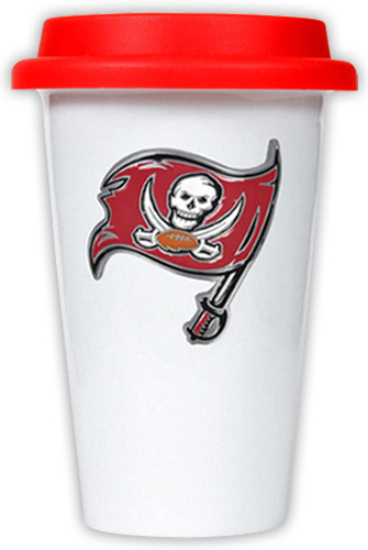 NFL Tampa Bay Buccaneers Ceramic Cup with Red Lid