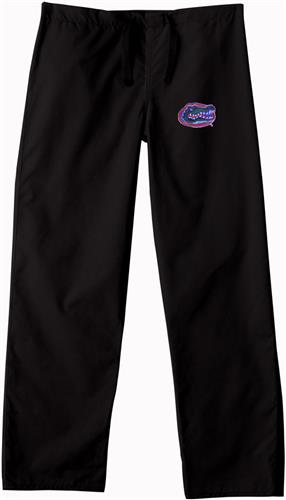 Univ of Florida Gators Black Classic Scrub Pants. Embroidery is available on this item.