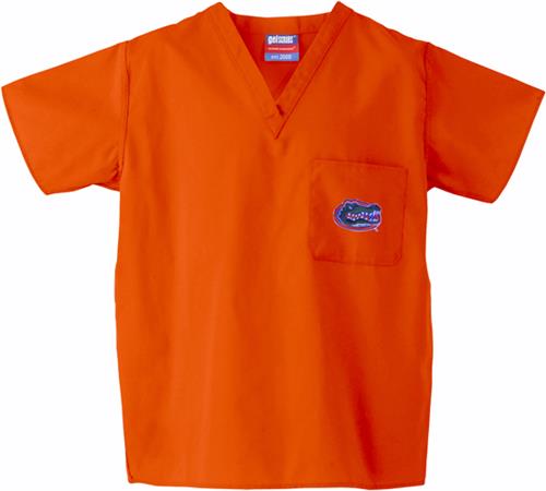 Univ of Florida Gators Orange Classic Scrub Tops. Embroidery is available on this item.