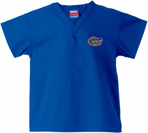Univ of Florida Gators Kid's Royal Scrub Tops. Embroidery is available on this item.