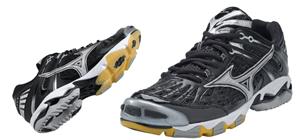 blue and gold volleyball shoes
