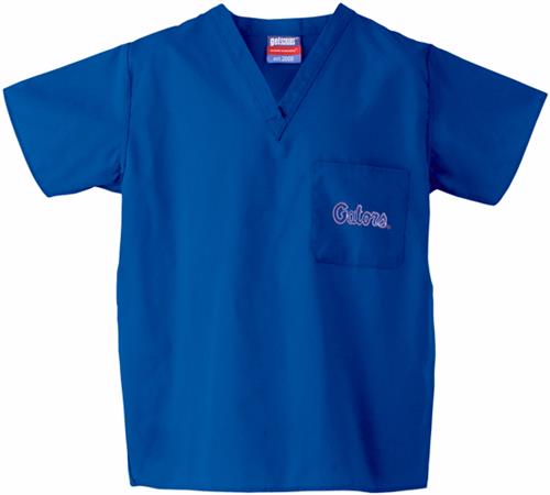 University of Florida Royal Classic Scrub Tops. Embroidery is available on this item.