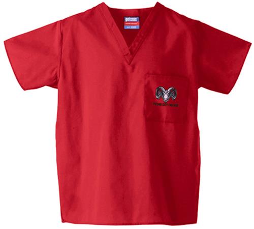 Fresno City College Red Classic Scrub Tops. Embroidery is available on this item.