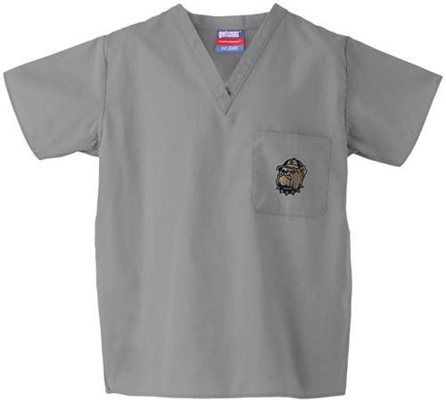 Georgetown Univ Hoya Gray Classic Scrub Tops. Embroidery is available on this item.