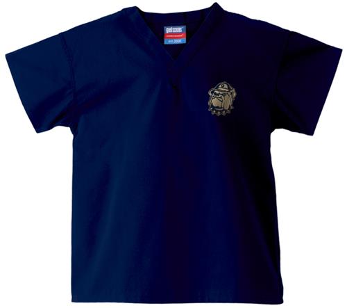 Georgetown Univ Hoya Kid's Navy Scrub Tops. Embroidery is available on this item.