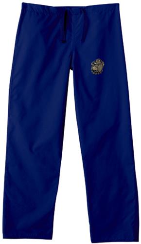 Georgetown Univ Hoya Navy Classic Scrub Pants. Embroidery is available on this item.