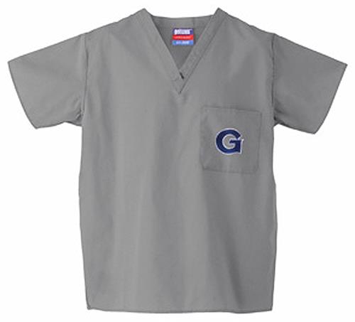 Georgetown University Gray Classic Scrub Tops. Embroidery is available on this item.