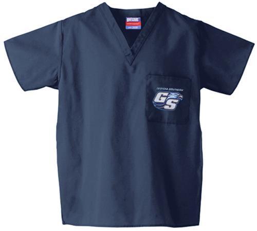 Georgia Southern Univ Navy Classic Scrub Tops. Embroidery is available on this item.