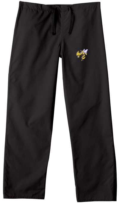 E44370 Georgia Tech Yellow Jackets Black Scrub Pants