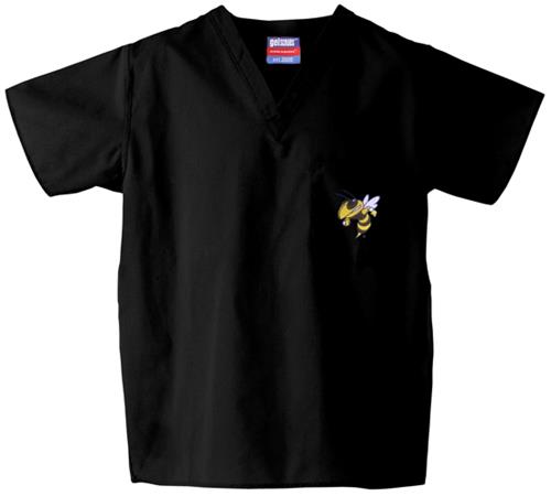 Georgia Tech Yellow Jackets Black Scrub Tops. Embroidery is available on this item.