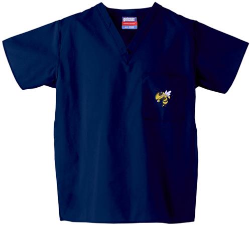 Georgia Tech Yellow Jackets Navy Scrub Tops. Embroidery is available on this item.