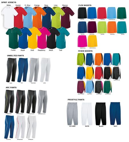 Spirit Two-Button Softball Jersey Uniform Kits. Decorated in seven days or less.