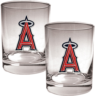 MLB Anaheim Angels 2 piece 14oz Rocks Glass Set