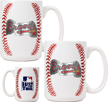 MLB Braves 15oz. Ceramic Gameball Mug Set of 2