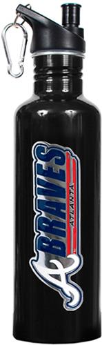 MLB Braves 26oz Black Stainless Water Bottle