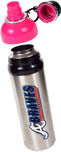 MLB Braves 24oz Stainless Water Bottle w/Pink Top