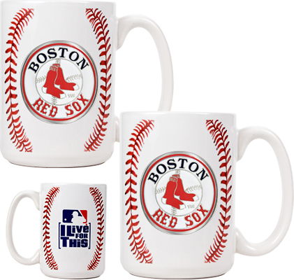 MLB Red Sox 15oz. Ceramic Gameball Mug Set of 2
