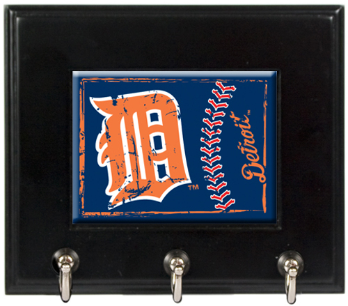 MLB Detroit Tigers Wood Keyhook Rack