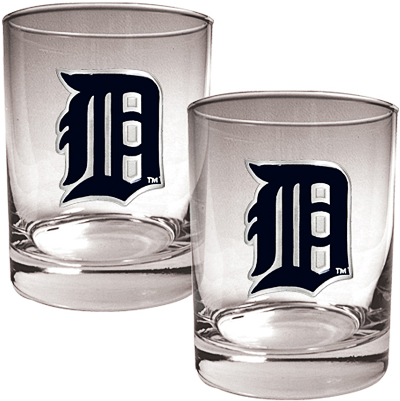 MLB Detroit Tigers 2 piece 14oz Rocks Glass Set