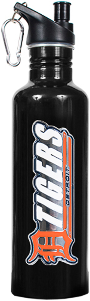 E45064 MLB Tigers 26oz Black Stainless Water Bottle