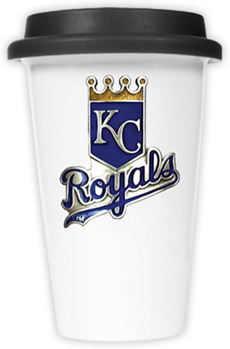 MLB Royals 12oz Double Wall Ceramic Cup Black Lid