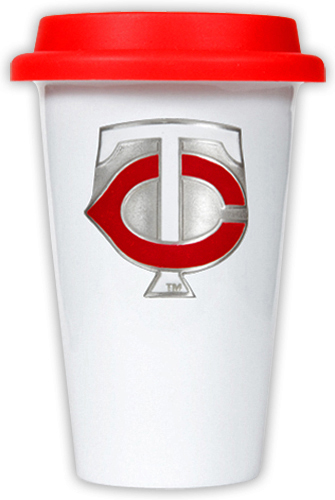 MLB Twins 12oz Double Wall Ceramic Cup Red Lid