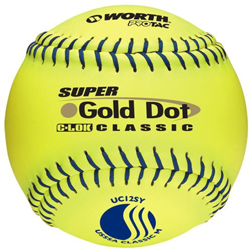 Worth 12" USSSA Gold Dot PT Slowpitch Softballs