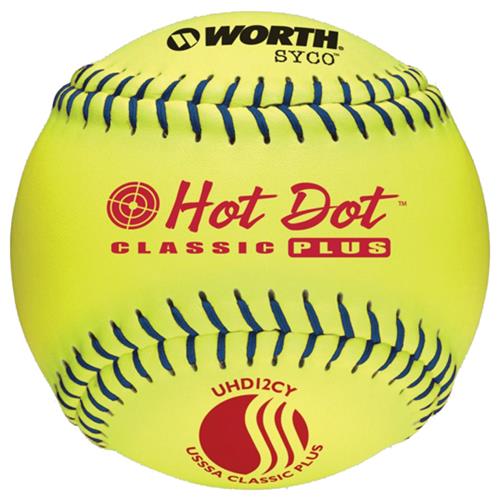 Worth 12" USSSA Hot Dot SYCO Slowpitch Softballs
