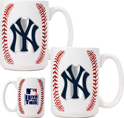 MLB Yankees 15oz. Ceramic Gameball Mug Set of 2