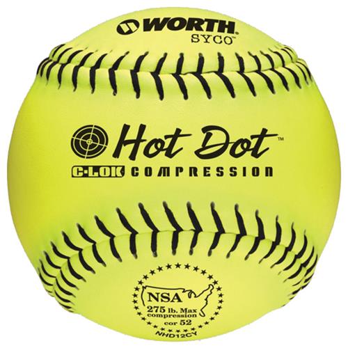 Worth 12" NSA Hot Dot SYCO Slowpitch Softballs CO