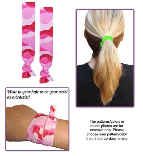 Pink Camouflage No-Tug Elastic Hair Ties/Bracelets