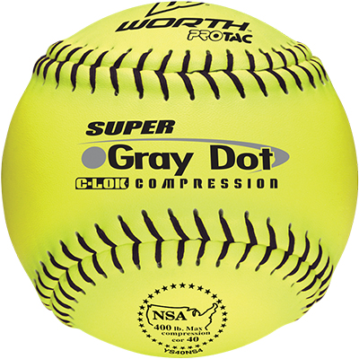 Worth 12" NSA Gray Dot ProTac Slowpitch Softballs