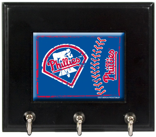 MLB Philadelphia Phillies Wood Keyhook Rack