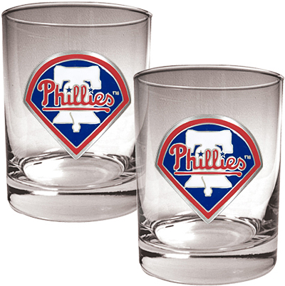 MLB Phillies 2 piece 14oz Rocks Glass Set