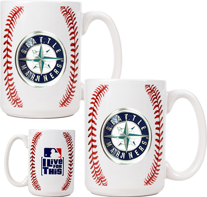 MLB Mariners 15oz. Ceramic Gameball Mug Set of 2