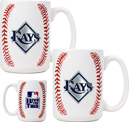 MLB Devil Rays 15oz. Ceramic Gameball Mug Set of 2
