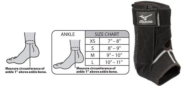 Mizuno Volleyball Ankle Braces Size Chart