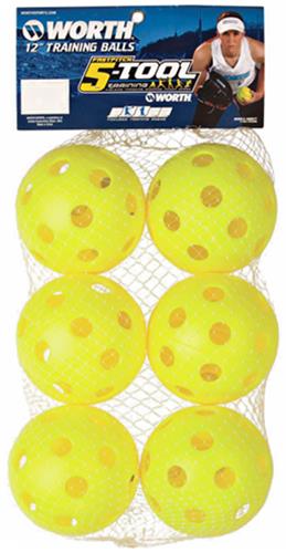 Worth 5-Tool Training 6Pk 12" Plastic Softballs