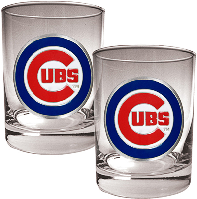 MLB Chicago Cubs 2 piece 14oz Rocks Glass Set