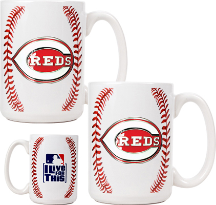 MLB Cincinnati Reds Ceramic Gameball Mug Set of 2