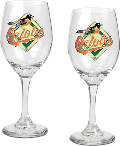 MLB Baltimore Orioles 2 Piece Wine Glass Set